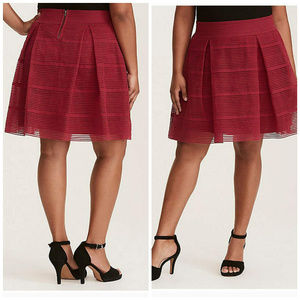 Torrid Flare Skirt Striped Burgundy 2X